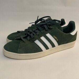 Adidas Campus green suede with gold